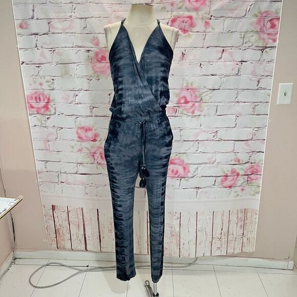 YFB Navy Tie Dye Casual Slim Fit Jumpsuit With Pockets size small - Picture 2 of 13